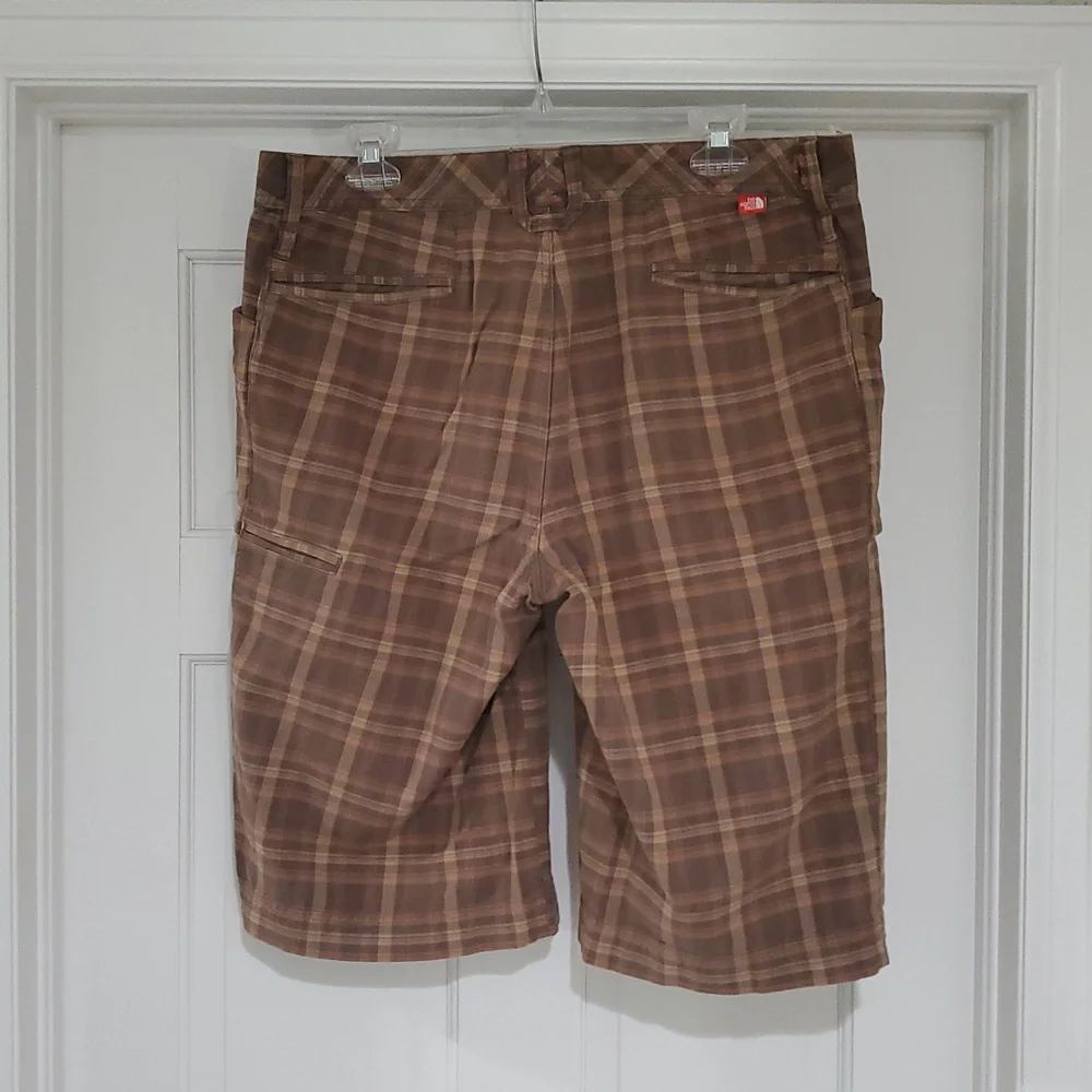 North Face Men's Brown Plaid Shorts Sz 34long